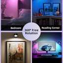 Wall Mounted Lights, 3 Pack Rechargeable RGB Color Changing Light, 3 Color Temps & Remote and Touch, 360 Rotation Dimmable Cordless for Study Bedroom Reading Bedside (Black)