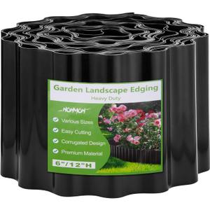 NONMON Corrugated Garden Edging Border 6"50Ft Landscape Edging Border Sturdy Lawn Edging Border for Lawn, Flower Bed, Garden Fence, Paver Edging, Black