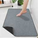 Yancorp 16"x26" Ultra Thin Gray Bathroom Rugs,Low Profile Bath Mat Non Slip Fit Under Door Absorbent Shower Rug Washable Grey Indoor Door Mat Small