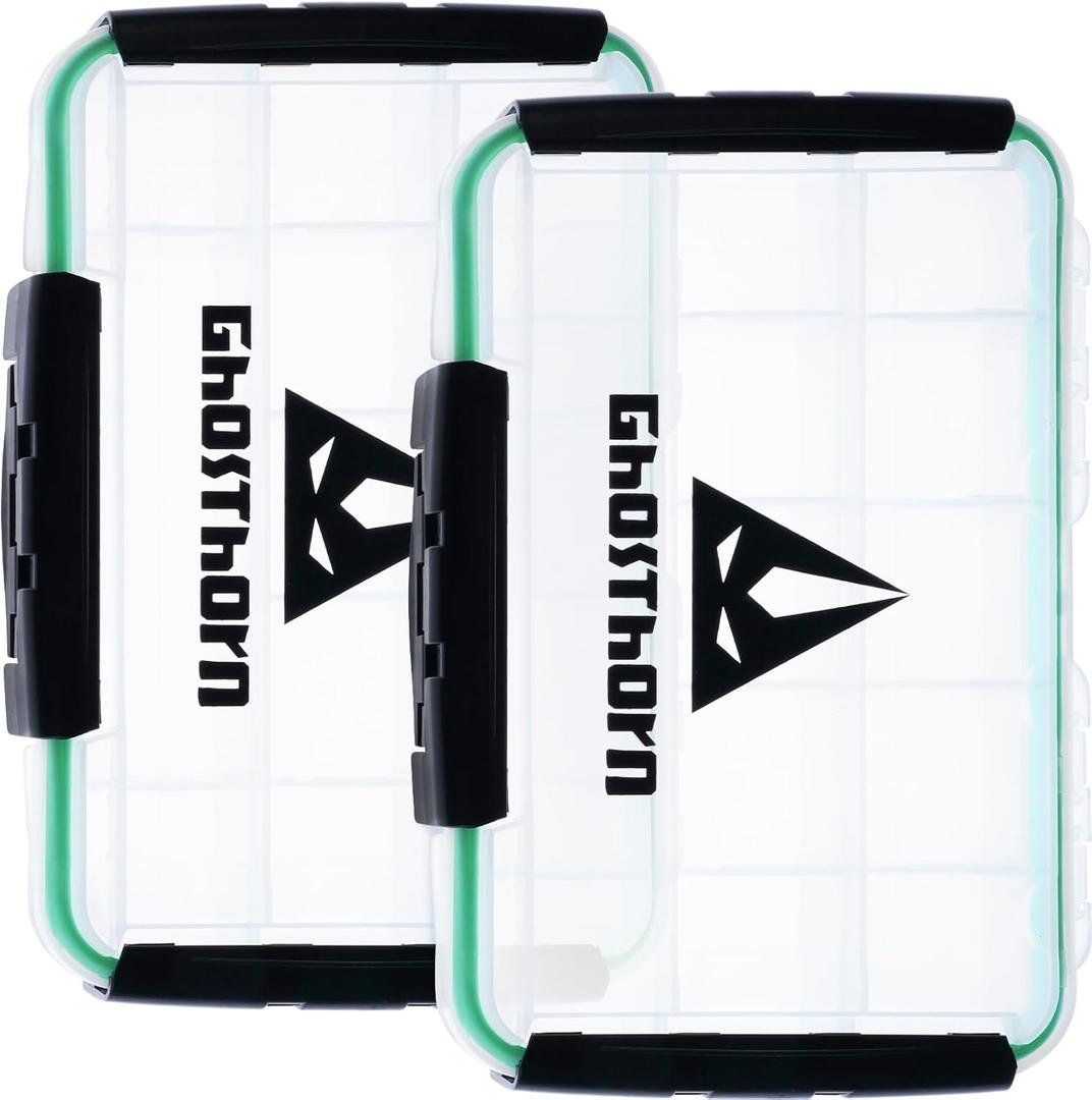 Ghosthorn Fishing Tackle Box,Waterproof 3600 and 3700 Tackle Trays,Tackle Box Organizer with Removable Dividers Storage Lure Box for Lures 2 Packs (3600 * 2)