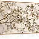 HLNIUC Apple Tree Vintage Framed Wall Art Set, Botanical Branch Canvas Wall Decor, Rustic Farmhouse Leaves Wall Painting, Retro Nature Plant Art Print for Living Room, Bedroom, Office - 40"x20"x1
