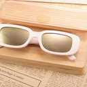 Przene Retro Rectangle Sunglasses Vintage Small Sun Glasses UV Protection for Women Men