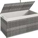 HOOBRO Storage Basket with Lid, 52.8 Gallon (200L) Wicker Basket, Handwoven Blanket Storage Basket with Handles, Metal Frame and Soft Lining, Foldable for Bedroom, Laundry Room, Gray GY220CW01