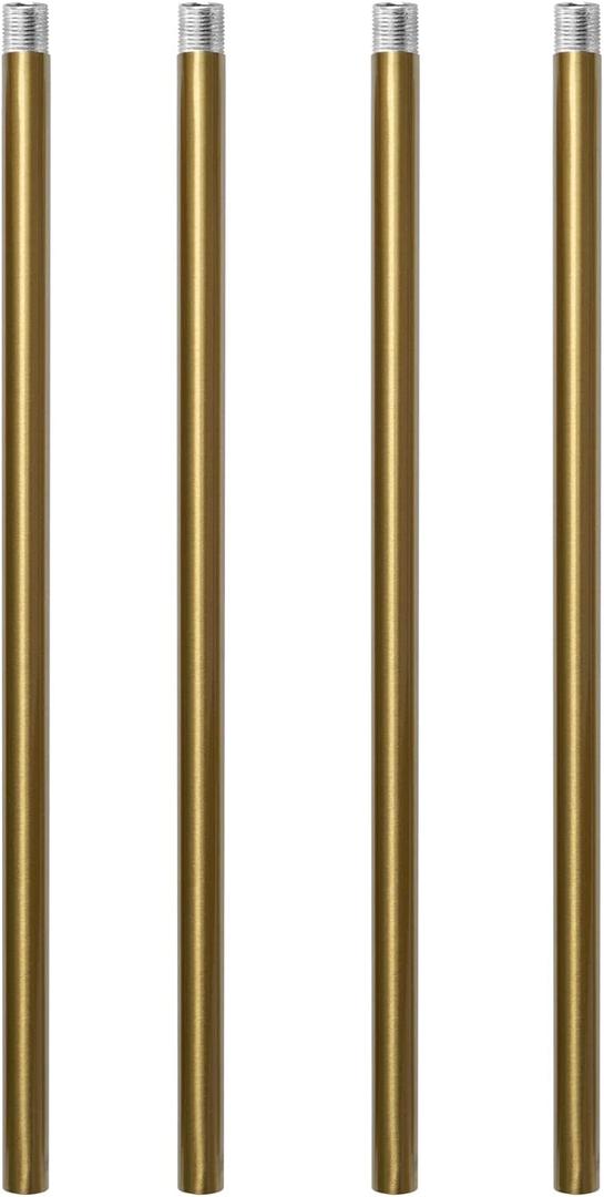 Brushed Brass M10 Threaded Extension Rod for Pendant Light, Island Lighting, Chandeliers,Lighting Fixture downrods & Stems,12 Inches 11.4mm OD (0.449) x 300mm L (11.81)