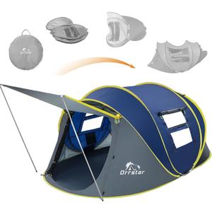 Pop Up Tents for Camping 4 Person Waterproof Pop Up Tent Easy Up Setup Camping 4 People 2 Big Doors Instant Family