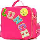 LOKFAR Insulated Lunch Bag Women Lunch Box Kids for Teen Girls Boys, Cute Preppy Lunch Boxes With Adjustable Shoulder Strap, Waterproof Nylon Lunchbox Lunch Bags for School Work Picnic (Rose Red)