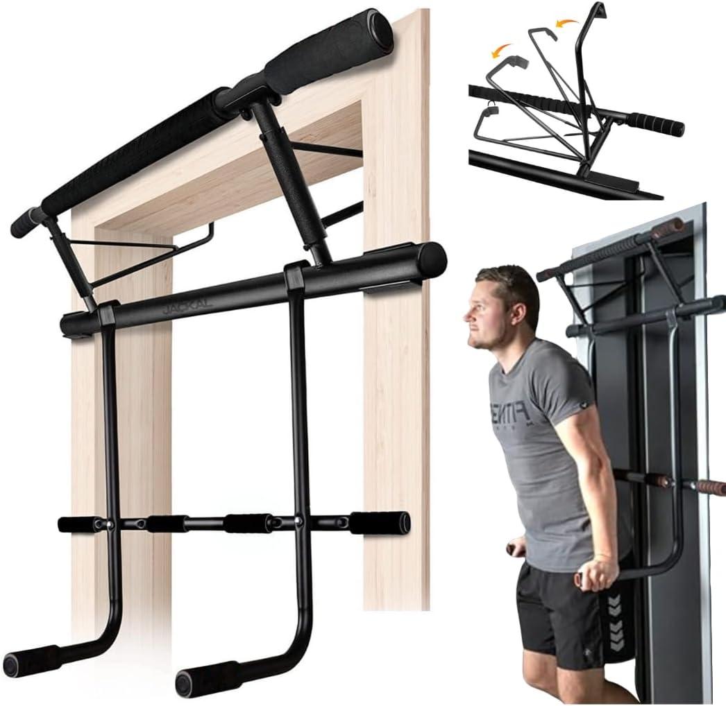 2025 Upgraded Pullup Bar and Dip Bar Station - FULL BODY Home Gym, Easy Storage, Power Tower Dip Station and Pull-up Bar for Doorway, Collapsible Dip Station, No Door Damage, High Weight Capacity, 2025 Upgraded Bodyweight Workout Station