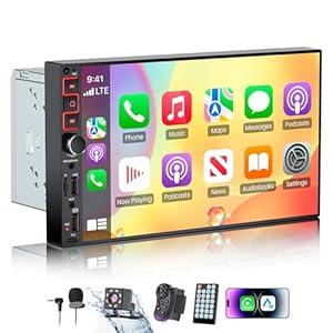 9" Double Din Car Stereo with Wireless Apple CarPlay & Android Auto,QLED IPS Touchscreen Double Din Radio,1080P Backup Camera, Mirror Link, Voice Control, Bluetooth 5.3, GPS, AM/FM, TypeC, EQ, SWC