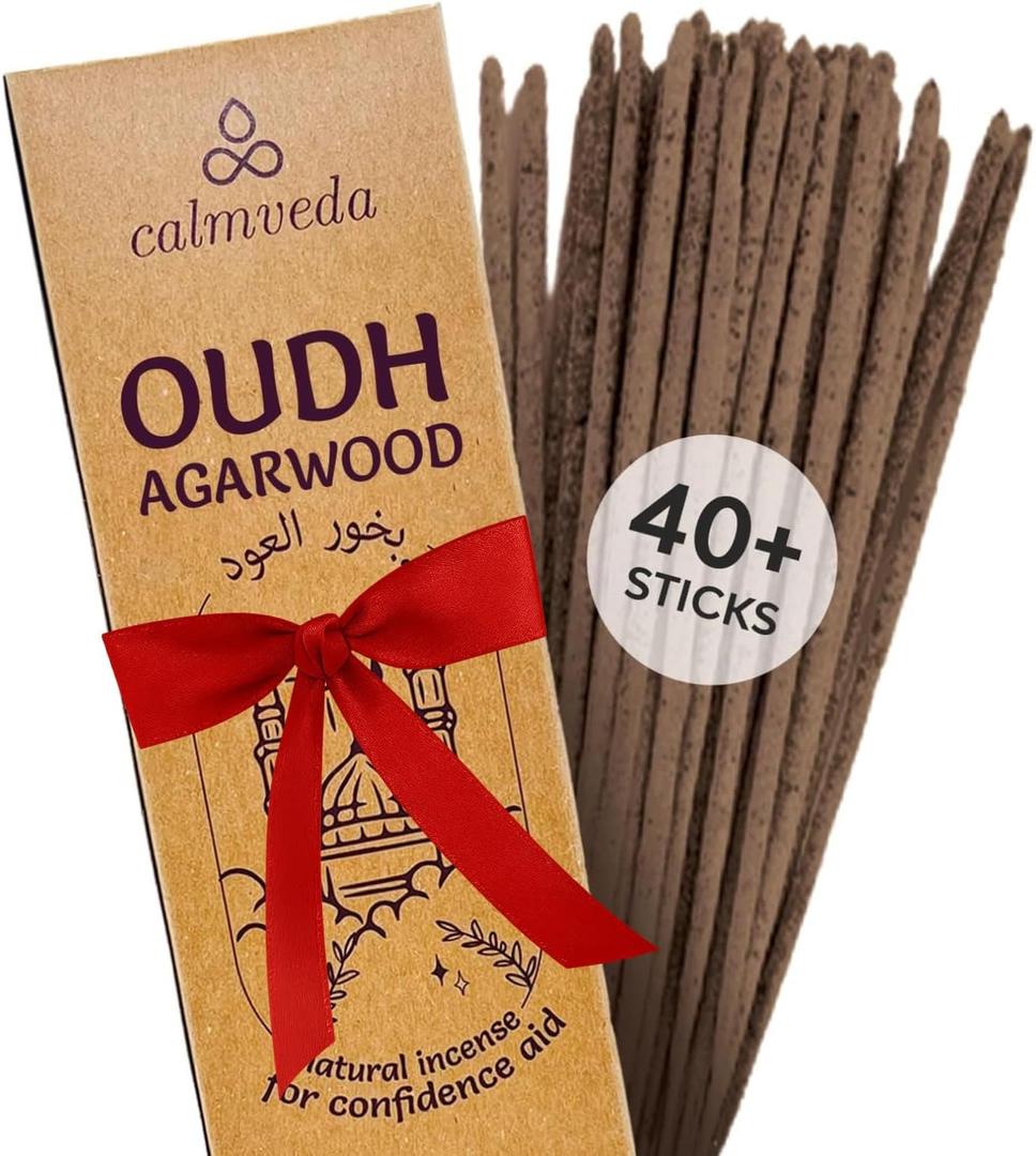Mystic Oud Agarwood Incense Sticks - (40+Sticks, 9 inch) Thick Natural Resin Incenses Made from Assam Oudh Chips, Clean Charcoal Free | Infuse Luxury with These Exotic Oud Incense (Burn Time 45+ mins)