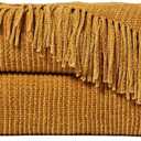 inhand Brown Throw Blanket for Couch Bed,Fall Home Decorative Soft Chunky Chenille Woven Blankets with Tassels,Lightweight Cozy Boho Farmhouse Warm Winter Gifts for Women,50"x60",Medium Thick