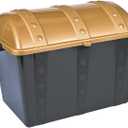Fun Express Large Plastic Toy Treasure Chest - Premium Classroom Storage Prize Box for Teachers | Pirate-Themed Reward Container with Secure Lid | Black & Gold Design | 19" x 11.5" x 11" Capacity
