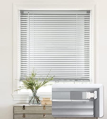 LazBlinds No Tools-No Drill 1" Aluminum Mini Blinds, Cordless Blinds for Indoor Windows, Light Filtering Horizontal Blinds and Shades for Window Size 20'' W x 48'' H, Silver Grey