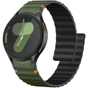 Magnetic Band Compatible with Samsung Galaxy Watch 7 6 5 4 FE 40mm 44mm, for Galaxy Watch 6 4 Classic 43mm 47mm 42mm 46mm/Watch 5 Pro 45mm Band, 20mm Sport Silicone Band for Men & Women, Wave Design