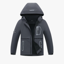 MGEOY Boys Girls Rain Jacket Lightweight Waterproof Hooded Fleece Lined Raincoat Windbreakers for Kids (130)