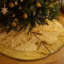 36 Inches Velvet Christmas Tree Skirt Gold Print Fur Plush Tree Skirt Luxury Xmas Skirts for Merry Christmas Party Vintage Holiday Decorations