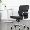 LANDSUN Executive Mid-Back Home Office Swivel Desk Chair with Armrests and Wheels - Faux Leather Soft Padded Seat Upholstered Ergonomic Computer Chair - Black