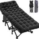 ABORON XXL Camping Cot for Adults 900LBS - 78"32" Oversized Folding Bed with Mattress Pad, Heavy Duty 1200D Oxford Outdoor Cot with Carry Bag (U Ink Black)