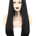 Topcosplay Women Wig Black Long Straight Middle Part Cosplay Halloween Costume Hair Wigs,  21-24.5 inch