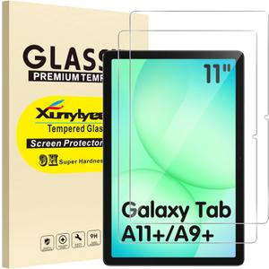 2-Pack, Screen Protector for Samsung Galaxy Tab A11 Plus/A11+ / A9 Plus/ A9+ 11 Inch Tempered Glass Film Bubble Free Easy Installation (Transparent)