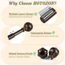 Curtain Rods 2 Pack 66 to 120 Inch, HOTOZON Curtain Rods for Windows, 3/4 Inch Single Drapery Rod with Netted Finials, Antique Bronze
