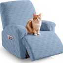 TAOCOCO Oversized Recliner Cover Stretch Recliner Chair Covers, Jacquard Reclining Chair Cover, Furniture Protector Sofa Slipcovers Couch Covers with Elastic Bottom for Kids, Pets (Light Blue) (1 XL Seater)