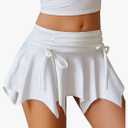 Avidlove Mini Skirt Flowy Stretchy Hem Sexy Y2k Asymmetrical Skirt with Drawstring Ruched Bow Beach Short Skirt M