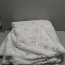 Christmas Tree Skirt Extra Large 84 Inch White Plush Faux Fur Sliver Snowflake Sequin Snow Xmas Tree Skirts Thick Blanket Rug Party for Indoor Holiday Home Garden