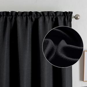 Chyhomenyc Black Curtains 84 Inches Long 2 Panels, Faux Linen Light Filtering Soft Burlap Textured Privacy Farmhouse Curtain Drapes for Living Room Bedroom, 28" Wx82 L