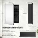 16x24 Medicine Cabinet with Mirror, Aluminum Bathroom Wall Organizer, Pre-Assembled, Center Partition for Tall Bottles, 6 Adjustable Shelves, Soft-Close, Recessed/Surface Mount, Matte Black