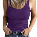 GEMBERA Women's Sleeveless Scoop Neck Ribbed Tank Tops Fitted Basic Cami Tee Shirts (Purple, M)