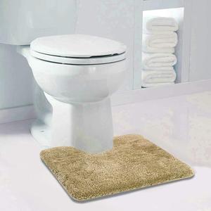 Walensee Contour Rug (20x24, Sand) Non Slip Bath Mat for Bathroom - Water Absorbent Soft Microfiber Shaggy Mat - Machine Washable - U Shape Toilet Rug
