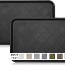 Boot Tray for Entryway Indoor, Heavy Duty Shoe Mat Tray 2 Packs, 16.7"x12.8" Waterproof Shoes Trays with Raised Edge, Outdoor Multi-Purpose Mats for Boots, Garden, Pets (Black)