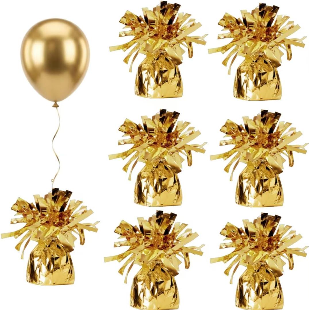 balloon weights are perfect for parties, birthdays, weddings. Each pack includes 6PCS durable weights that easily decorate balloons and elevate any celebration.(Gold100g)