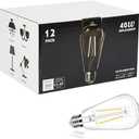 winsaLED 12 Pack LED Edison Bulbs 40 Watts Equivalent, 4 Watt LED Vintage Light Bulb, 2700K Soft White ST19 Light Bulb, 350LM E26 Base for Light Fixtures, Non-Dimmable