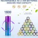 2 x Pallus 1.5v Lithium AA Rechargeable Batteries, 4-Pack 3500mWh Rechargeable AA Batteries and Fast Charging for Household Office, Outdoor Blink Camera, Toys, High Capacity, Long-Lasting, 1600 Cycles
