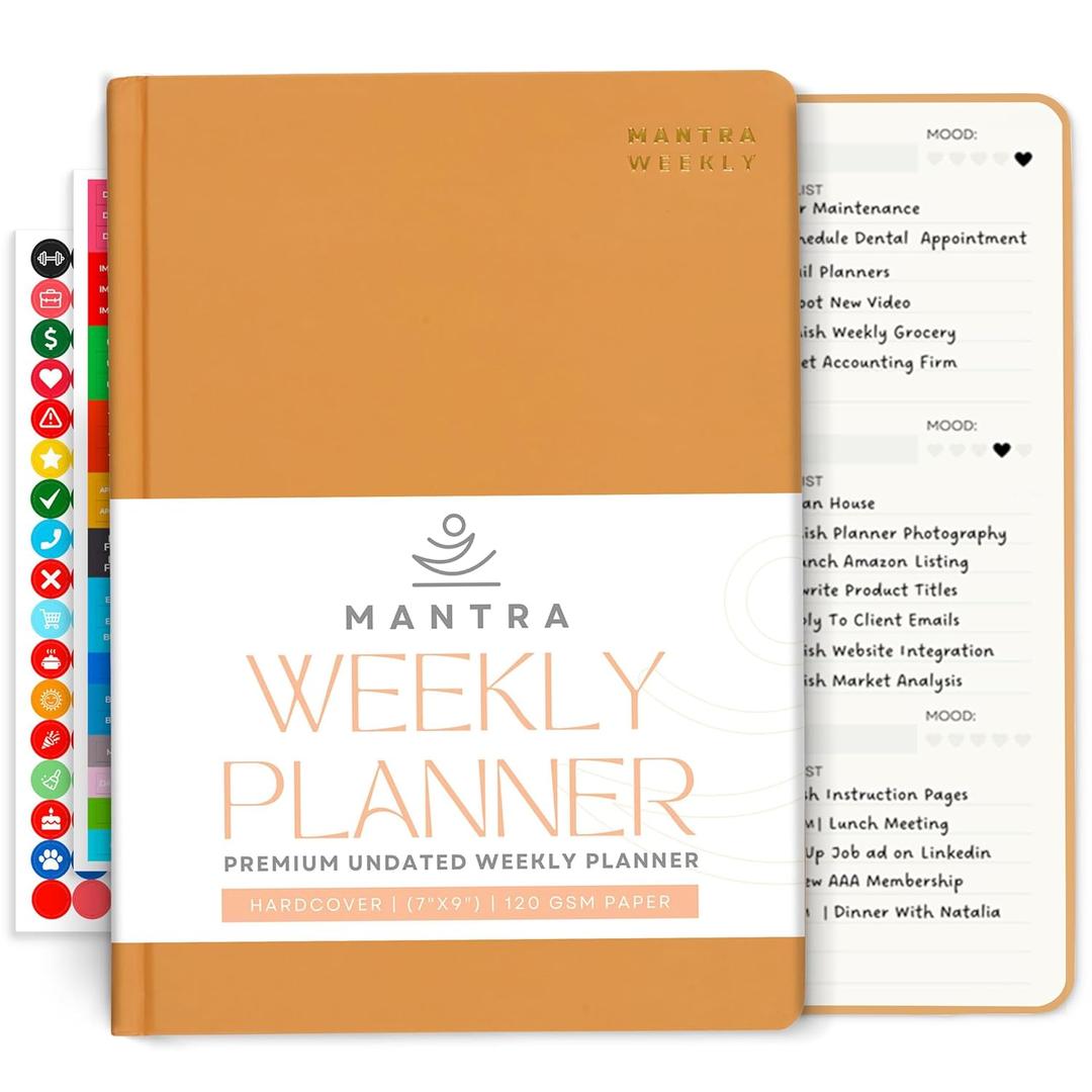 Mantra Planner 2026 Planner, Daily Journal & Gratitude Journal AllInOne with To Do List, Self Care Prompts & Habit Tracker  7 x 10  Orange