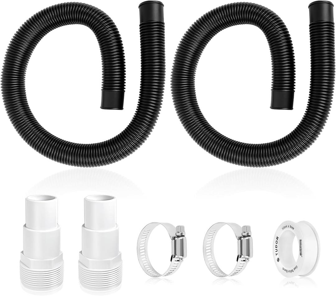 Pool Pump Filter Connection Hose 1-1/2" by 3FT, Black, Replacement Vacuum Hose for Above Ground Pools Skimmer Filters & Pumps (2 PACK)