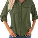 Jessie Kidden Womens Safari Shirts Long Sleeve Outdoor Sun Protection Quick Dry Fishing Hiking Shirts (Small, 5026 Army Green)