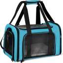 Henkelion Pet Carrier for Small Medium Cats Puppies up to 15 Lbs, Airline Approved Small Dog Travel Puppy Carrier Soft Sided, Collapsible - Blue (17.0"L x 11.0"W x 11.0"H)