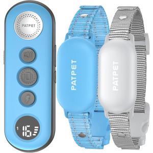 PATPET Shock Collar for Dogs(10-120lbs), 4000ft Rechargeable IPX7 Waterproof Training Collar with Remote for 2 Dogs- Electric Dog Collar for Small Medium Large Dogs 2 Packs (Maya blue)
