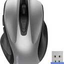 TECKNET Wireless Mouse, 2.4G Ergonomic Optical Mouse, Computer Mouse for Laptop, PC, Computer, Chromebook, Notebook, 6 Buttons, 24 Months Battery Life, 2600 DPI, 5 Adjustment Levels - Silver