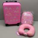 Sanwuta 4 Pcs Kids Luggage Set Backpack Travel Rolling Suitcase U-shape Pillow Christmas Children Gift for Girls Boys(17 Inch,Rainbow Style,Pink)