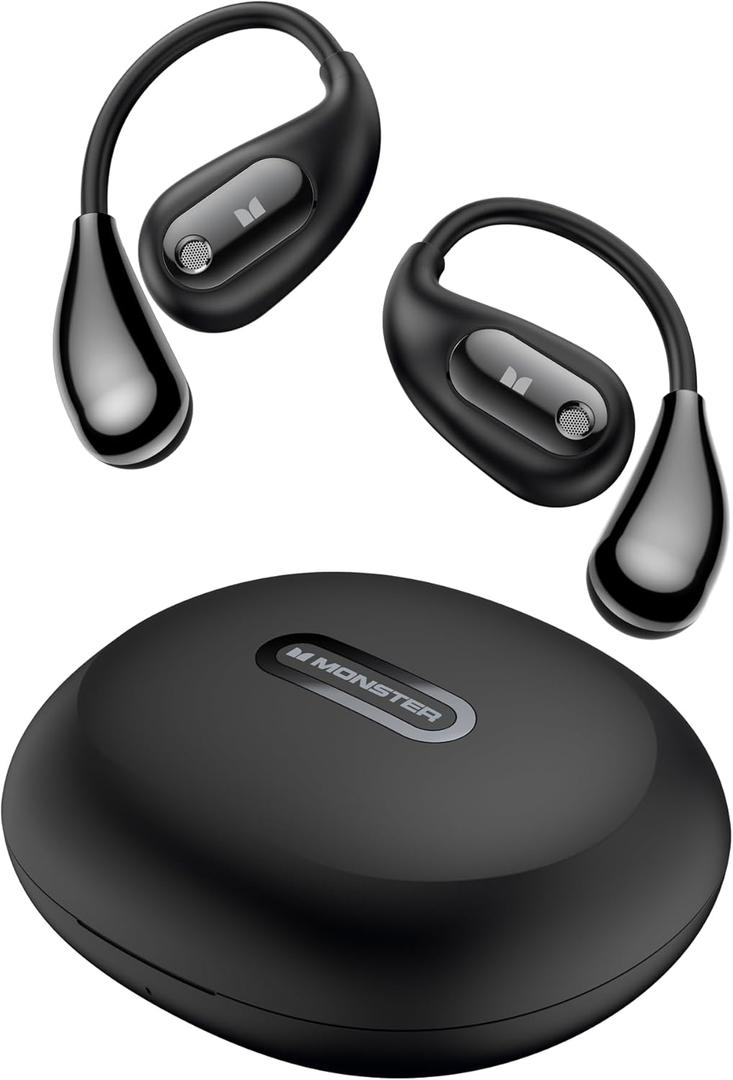 Monster Open Ear AC210 Headphones, Bluetooth 5.4 Earphones Stereo Sound, Wireless Headphones 30 Hours Playback, Type-C Charging, HD Clear Calls, Touch Control, IPX5 Waterproof Open Ear Earbuds,Black