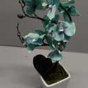 YSZL 15 Inches Tall Artificial Silk Phalaenopsis Orchid Flower Plant Pot Teal Arrangements (Golden Blue)