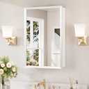 Keonjinn Medicine Cabinet Mirror 16" x 24", Assembly Required, White Medicine Cabinet with Mirror for Bathroom, Beveled Framed, Wall-Mounted or Recessed, Stepless Adjustable Shelves