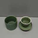 Butter Crock, Ceramic Butter Crock with Lid, Butter Dish with Lid for Countertop, Green
