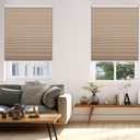 Changshade Blackout Cordless Cellular Shades for Windows,Honeycomb Blinds with Thermal Insulation,UV Protection,Child Safe,Privacy Light Control,Easy to Install（35" W x 72" H,Light Brown）