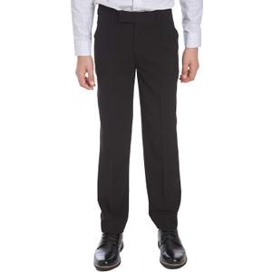 Calvin Klein Boys' Flat Bi-Stretch Dress Pant, Straight Leg Fit, Belt Loops & Front Pockets (8 Husky, Black)