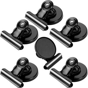 VNDUEEY 6 Pack Refrigerator Magnets Fridge Magnets, Black Magnetic Clips Whiteboard Magnets, Magnet Clips for Home and Office List Display