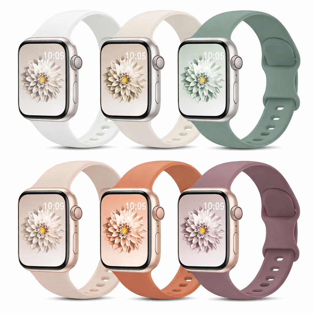 6 Pack Sport Bands Compatible with Apple Watch Band 38mm 40mm 41mm 42mm ,Silicone Waterproof Strap for iWatch Apple Watch Series 11 10 Women Men